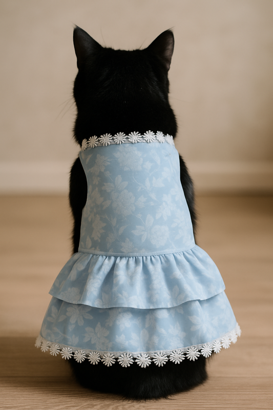 Blue Floral Cat Dress